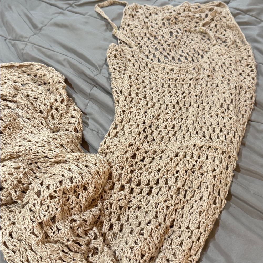 Beige Crochet Knit dress by Flook size medium - Picture 7 of 7